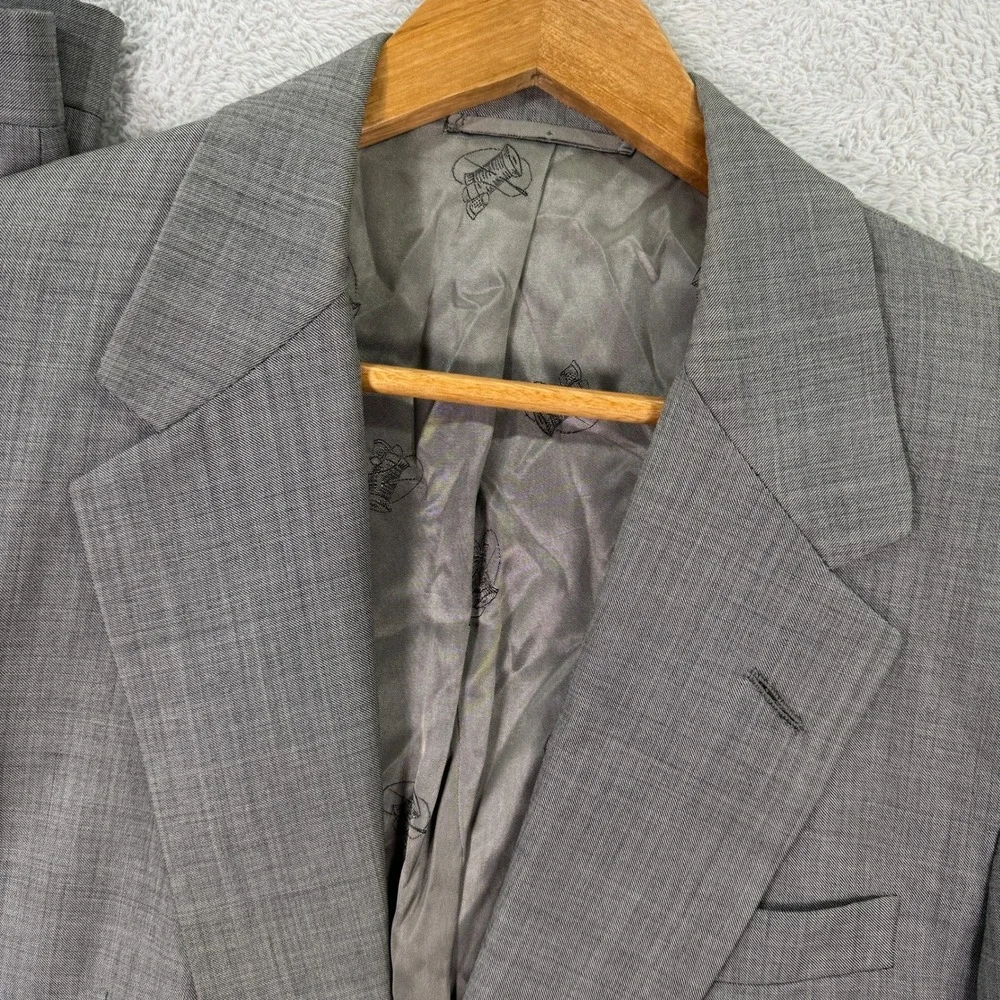 Vintage Hickey Freeman Boardroom Mens 42R Wool Suit Pants 35x28 Gray 2-Button